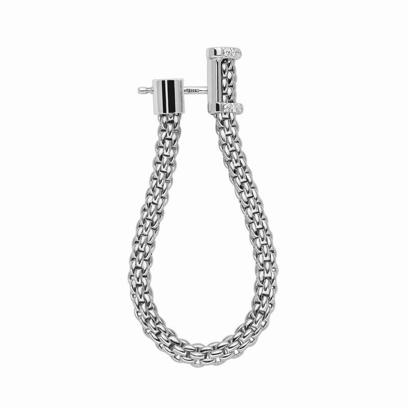 Fope Flexit Essentials 18ct White Gold Diamond Medium Mesh Chain Earrings