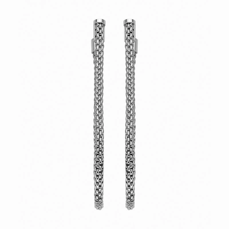 Fope Flexit Essentials 18ct White Gold Long Mesh Chain Earrings