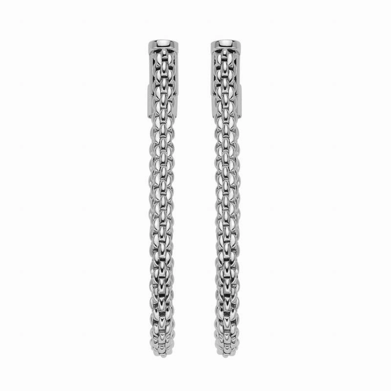 Fope Flexit Essentials 18ct White Gold Medium Mesh Chain Earrings