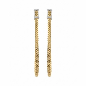 Fope Flexit Essentials 18ct Yellow Gold Diamond Long Mesh Chain Earrings