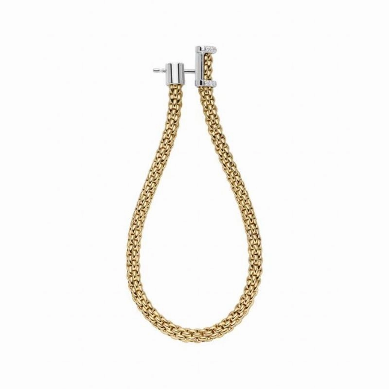 Fope Flexit Essentials 18ct Yellow Gold Diamond Long Mesh Chain Earrings