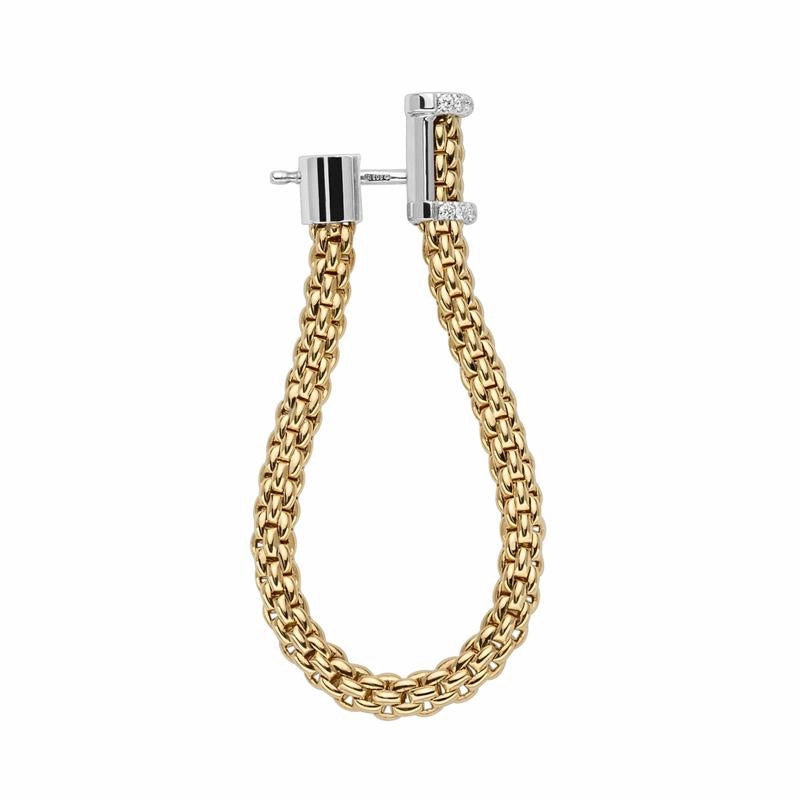 Fope Flexit Essentials 18ct Yellow Gold Diamond Medium Mesh Chain Earrings