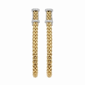 Fope Flexit Essentials 18ct Yellow Gold Diamond Medium Mesh Chain Earrings