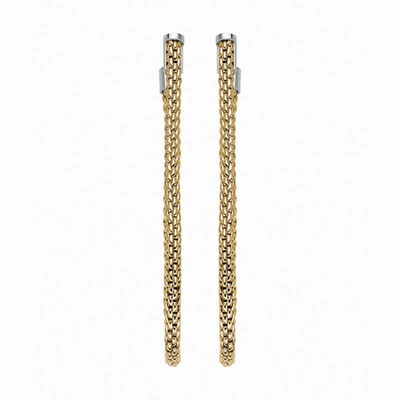 Fope Flexit Essentials 18ct Yellow Gold Long Mesh Chain Earrings
