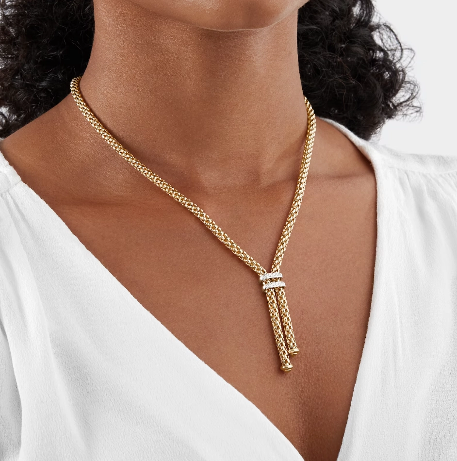 Fope Maori 18ct White Gold 0.09ct Diamond Lariat Necklace