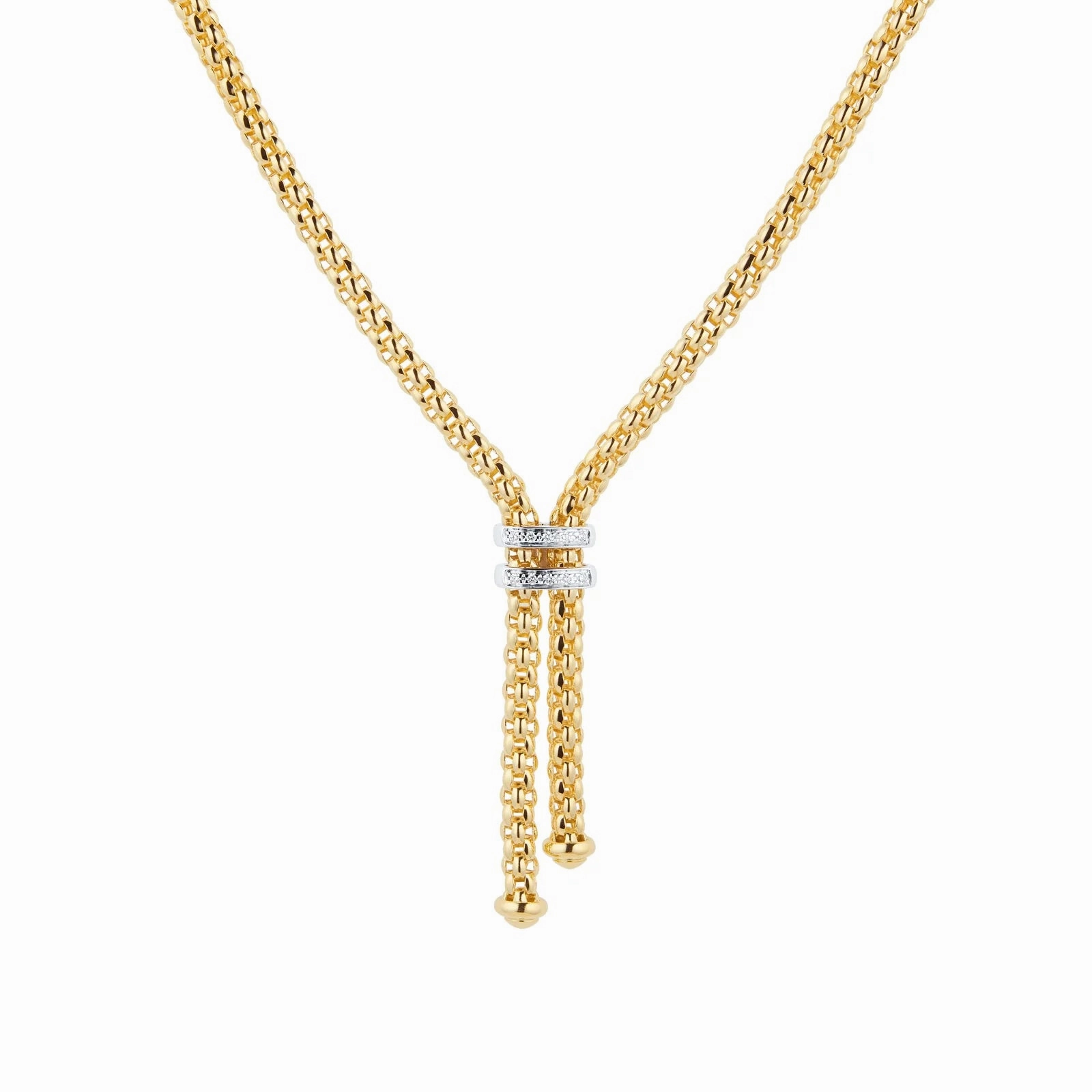 Fope Maori 18ct Yellow Gold 0.09ct Diamond Lariat Necklace