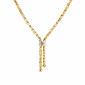 Fope Maori 18ct Yellow Gold 0.09ct Diamond Lariat Necklace