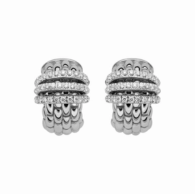 Fope Panorama 18ct White Gold 0.46ct Diamond Rondelle Small Hoop Earrings