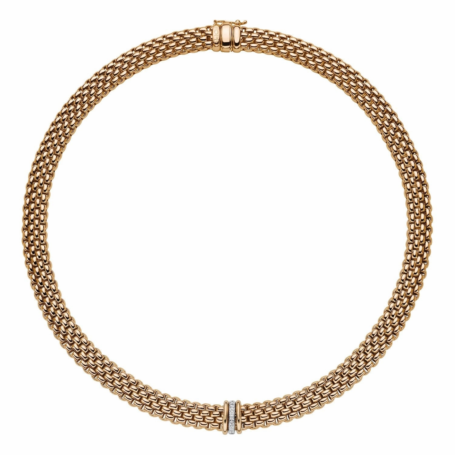 Fope Panorama 18ct Yellow Gold 0.08ct Diamond Rondelle Necklace