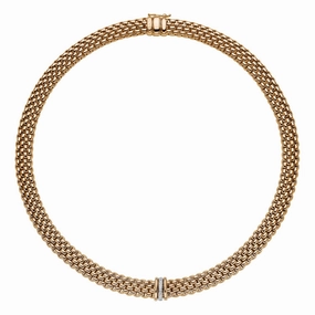 Fope Panorama 18ct Yellow Gold 0.08ct Diamond Rondelle Necklace