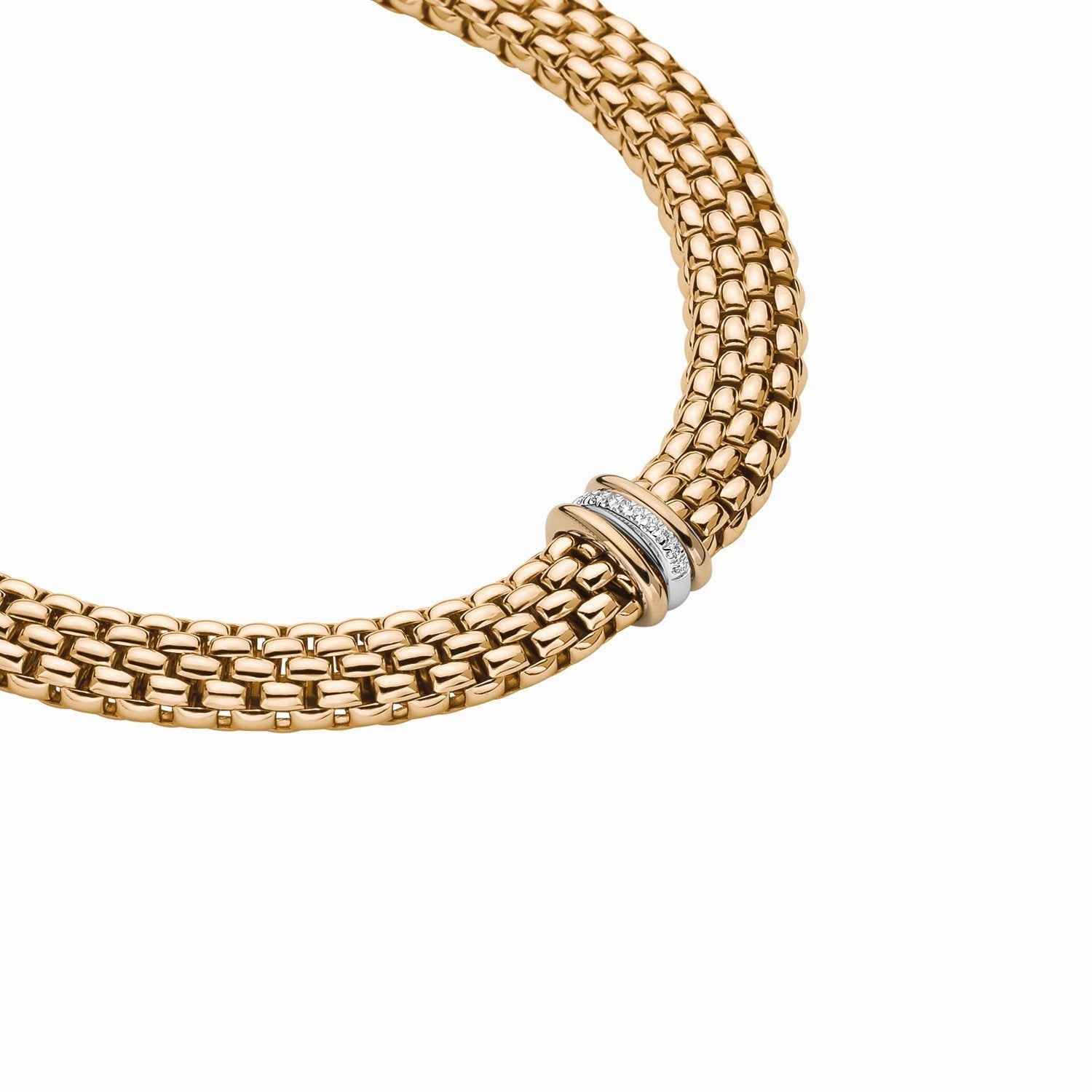 Fope Panorama 18ct Yellow Gold 0.08ct Diamond Rondelle Necklace