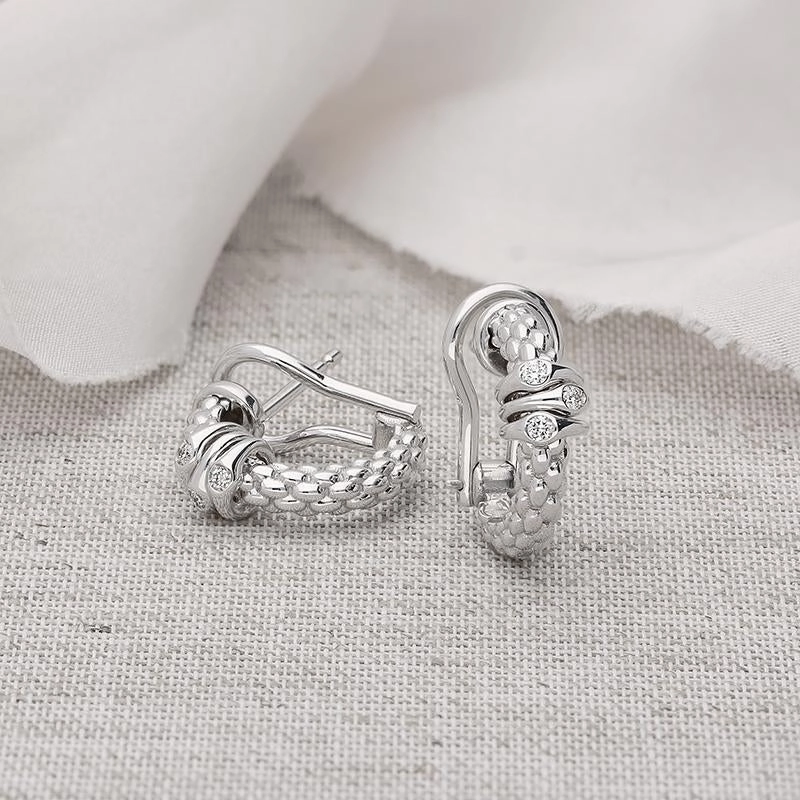 Fope Prima 18ct White Gold 0.08ct Diamond Earrings
