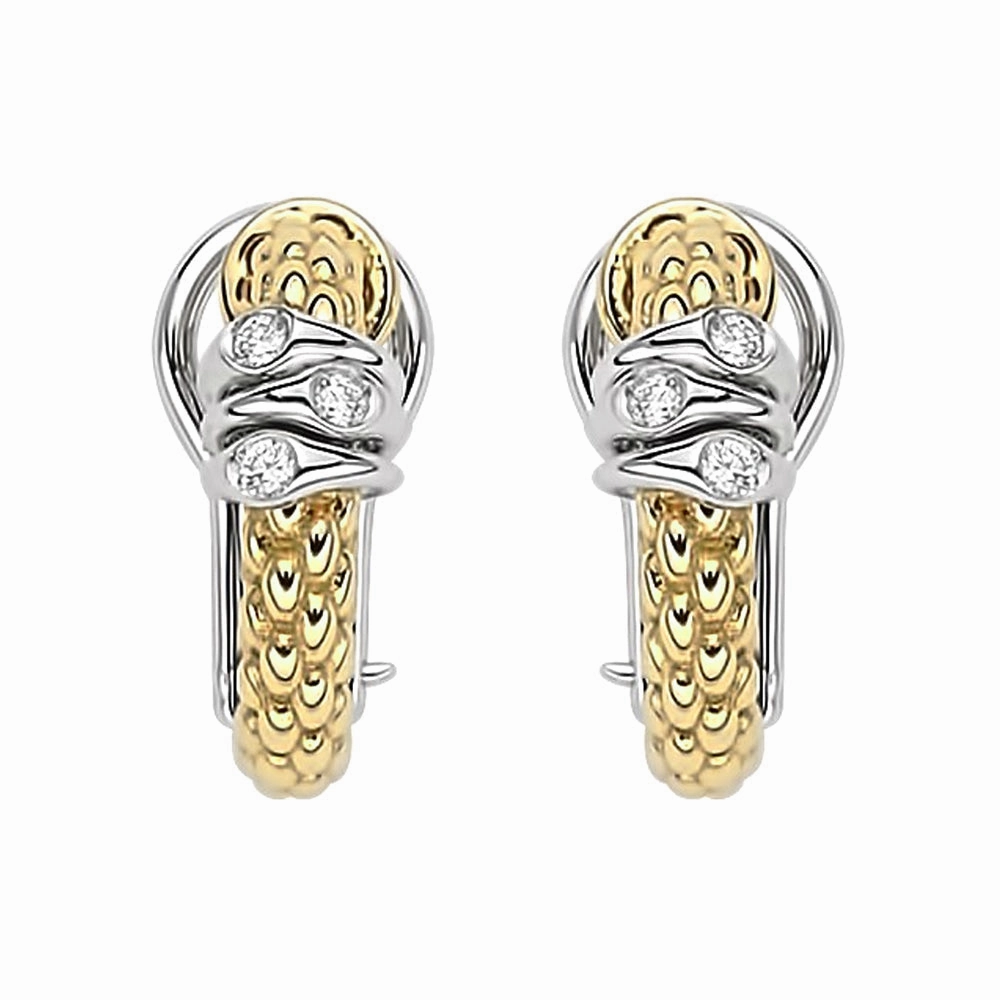 Fope Prima 18ct Yellow Gold 0.08ct Diamond Hoop Earrings