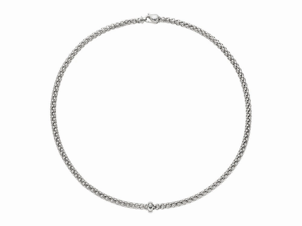 Fope Solo 18ct White Gold 0.01ct Diamond 43cm Necklace