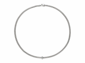 Fope Solo 18ct White Gold 0.01ct Diamond 43cm Necklace