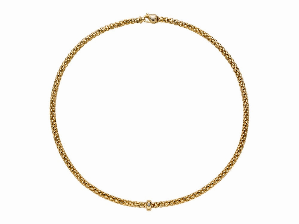 Fope Solo 18ct Yellow Gold 0.01ct Diamond 43cm Necklace