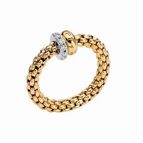 Fope Solo 18ct Yellow Gold 0.17ct Diamond Flexible Ring