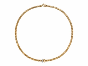 Fope Solo 18ct Yellow Gold 0.29ct Diamond 43cm Necklace