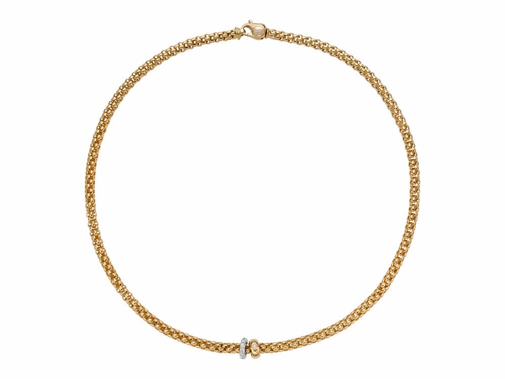 Fope Solo 18ct Yellow Gold 0.29ct Diamond 43cm Necklace