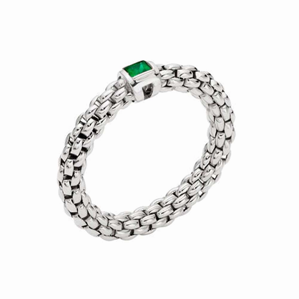 Fope Souls 18ct White Gold Emerald Flexible Ring