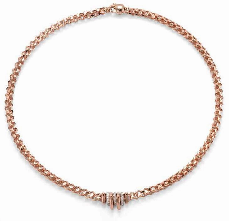 Fope Wild Rose 18ct Rose Gold 0.31ct Diamond Necklace D