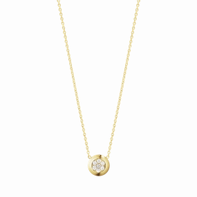 Georg Jensen Aurora 18ct Yellow Gold Diamond Pave Small Necklace