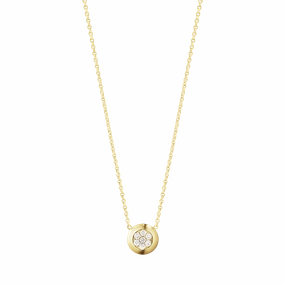 Georg Jensen Aurora 18ct Yellow Gold Diamond Pave Small Necklace