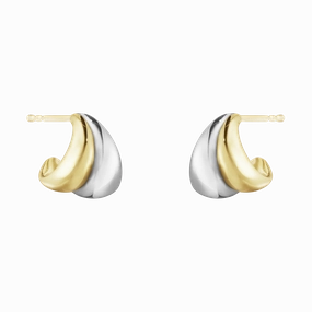 Georg Jensen Curve Sterling Silver 18ct Yellow Gold Small Hoop Earrings
