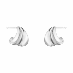Georg Jensen Curve Sterling Silver Small Hoop Earrings D