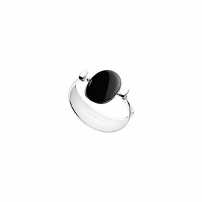 Georg Jensen Dew Drop Sterling Silver Black Onyx Bangle