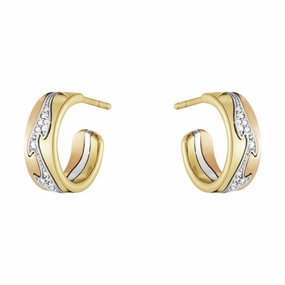 Georg Jensen Fusion 18ct Gold Diamond Small Open Hoop Earrings