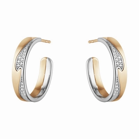 Georg Jensen Fusion 18ct Rose Gold Diamond Large Open Hoop Earrings D