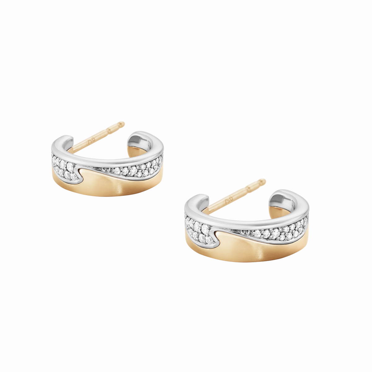 Georg Jensen Fusion 18ct Rose Gold Diamond Small Open Hoop Earrings