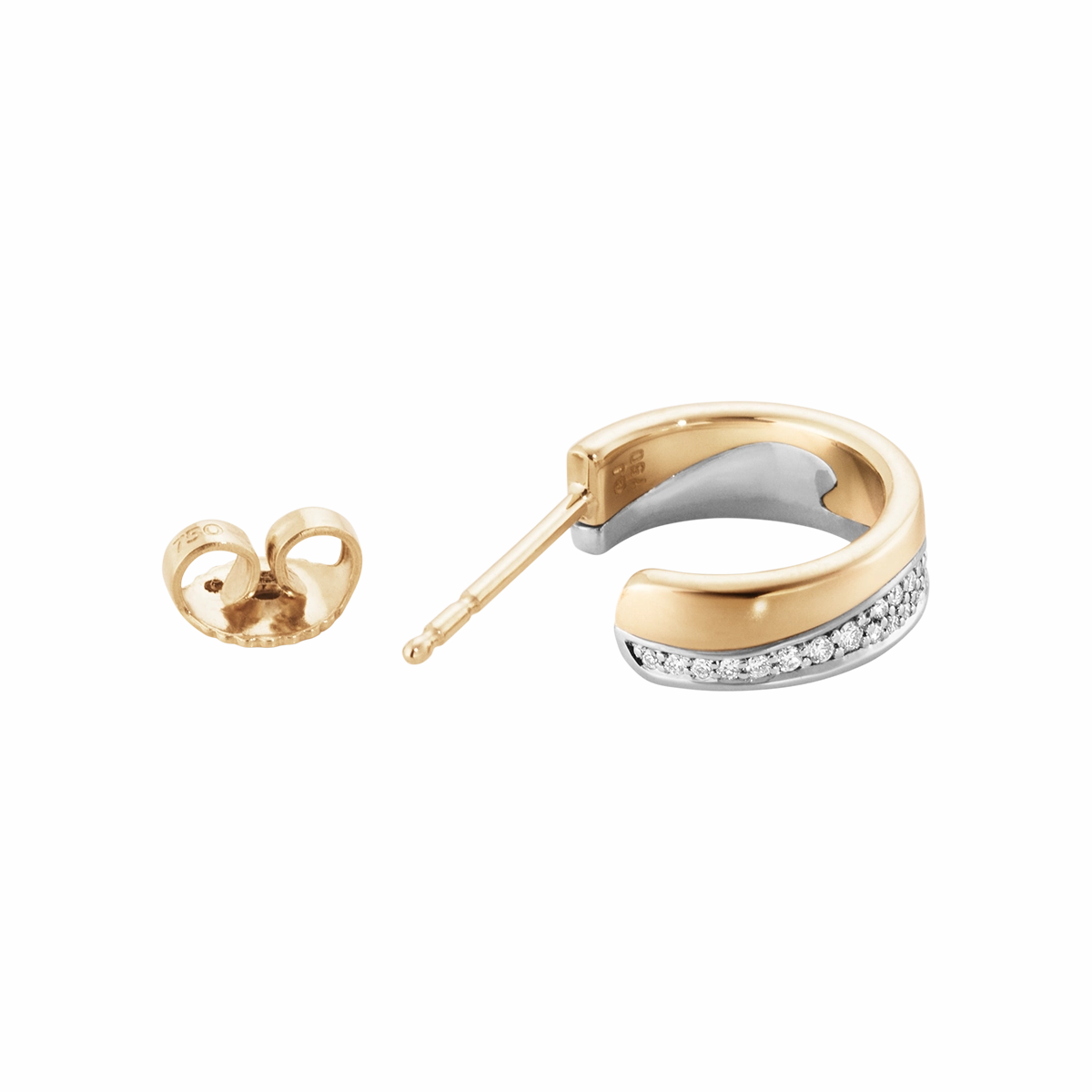 Georg Jensen Fusion 18ct Rose Gold Diamond Small Open Hoop Earrings
