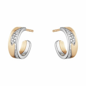 Georg Jensen Fusion 18ct Rose Gold Diamond Small Open Hoop Earrings