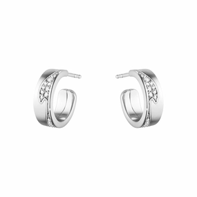 Georg Jensen Fusion 18ct White Gold 0.18ct Diamond Hoop Earrings