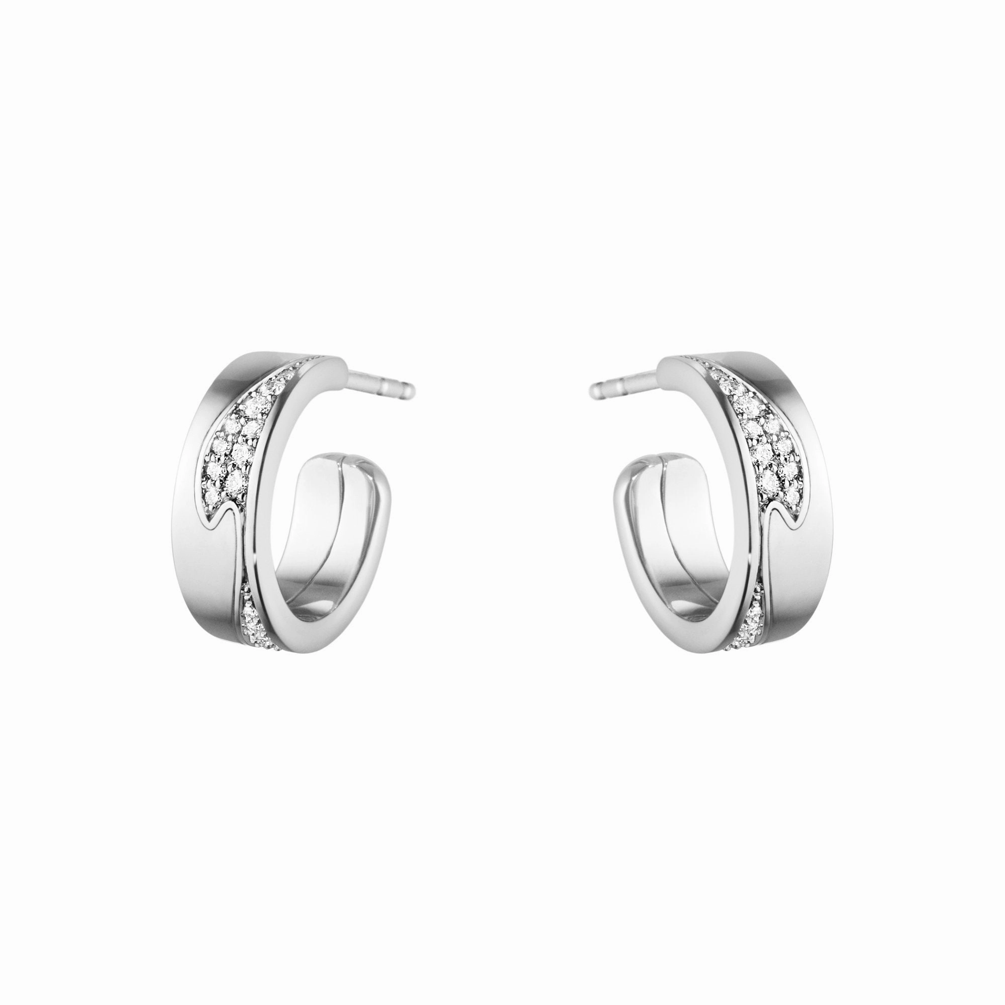 Georg Jensen Fusion 18ct White Gold 0.18ct Diamond Hoop Earrings
