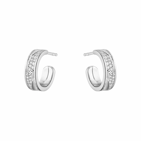 Georg Jensen Fusion 18ct White Gold 0.33ct Diamond Hoop Earrings