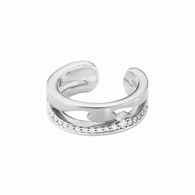 Georg Jensen Fusion 18ct White Gold Diamond Pave Single Ear Cuff Earring