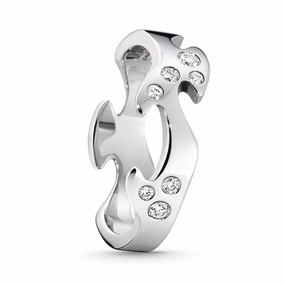 Georg Jensen Fusion 18ct White Gold Diamond Studded Centre Ring