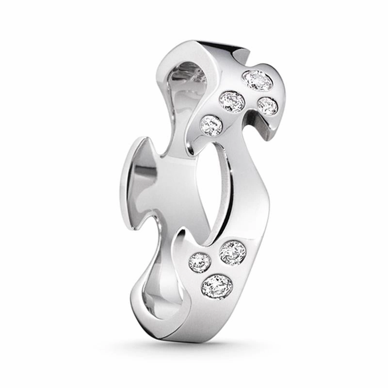 Georg Jensen Fusion 18ct White Gold Diamond Studded Centre Ring
