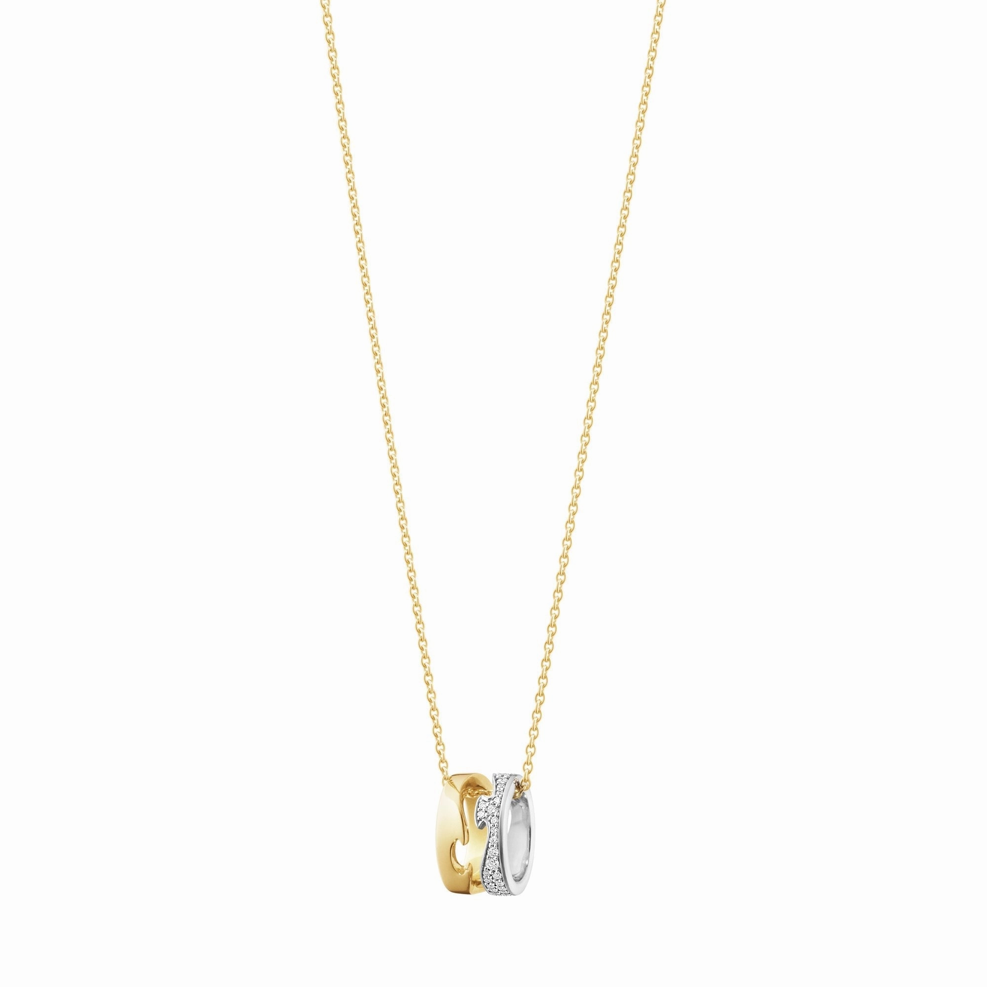 Georg Jensen Fusion 18ct Yellow and White Gold 0.22ct Diamond Open Necklace