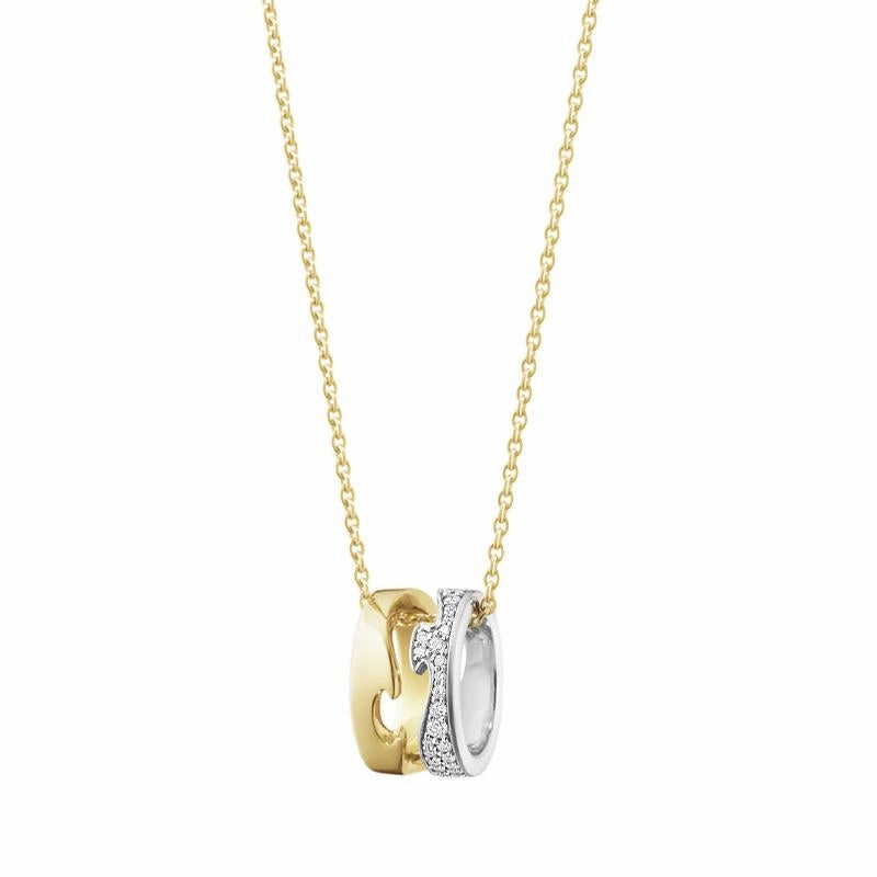 Georg Jensen Fusion 18ct Yellow and White Gold 0.22ct Diamond Open Necklace