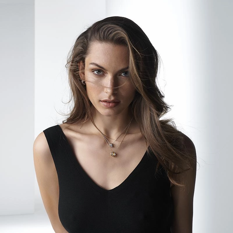 Georg Jensen Fusion 18ct Yellow and White Gold 0.22ct Diamond Open Necklace