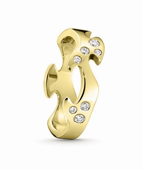 Georg Jensen Fusion 18ct Yellow Gold 0.16ct Diamond Studded Centre Ring D