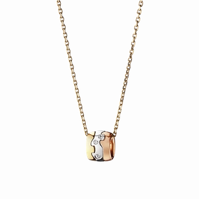 Georg Jensen Fusion 18ct Yellow White &amp; Rose Gold Diamond Necklace