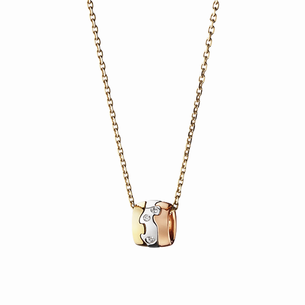 Georg Jensen Fusion 18ct Yellow White &amp; Rose Gold Diamond Necklace