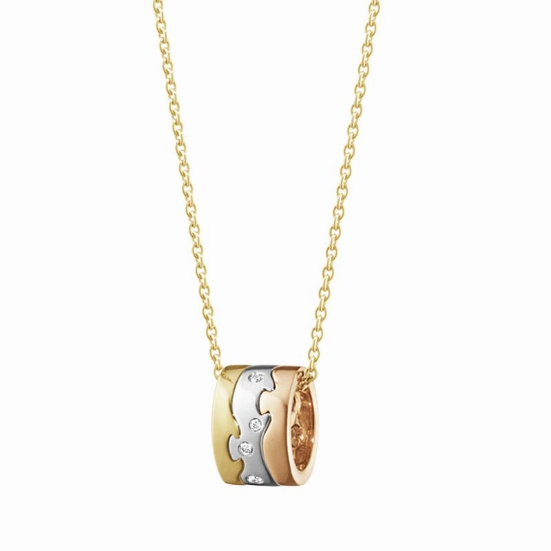 Georg Jensen Fusion 18ct Yellow, White and Rose Gold Diamond Necklace