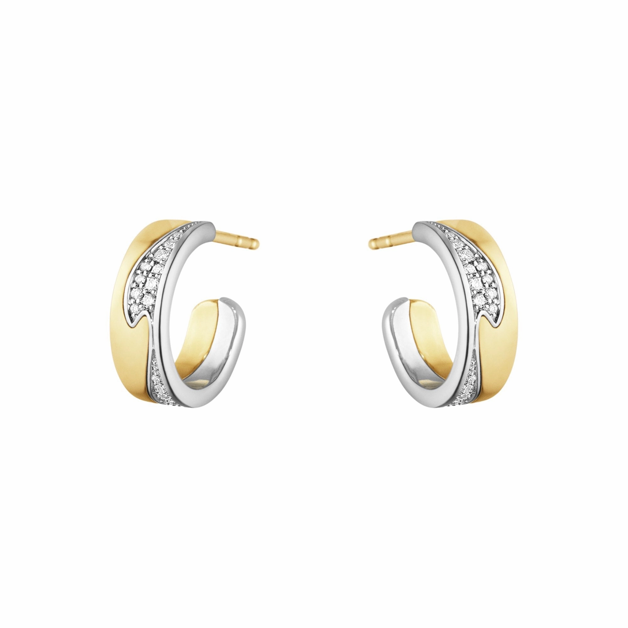 Georg Jensen Fusion 18ct Yellow White Gold 0.18ct Diamond Hoop Earrings