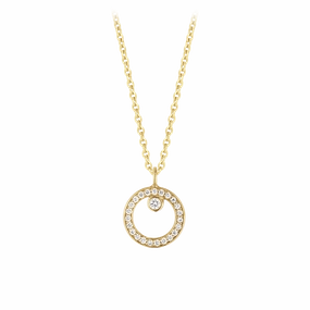 Georg Jensen Halo 18ct Yellow Gold 0.06ct Diamond Circular Necklace